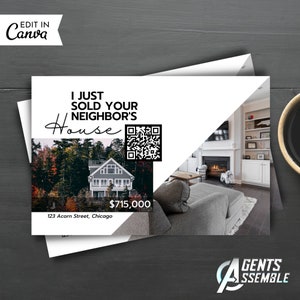 Realtor Marketing Postcard For Real Estate Agents, Realtor Farming, Attract Home Sellers, Real Estate Template, D2 | Instant Canva Download