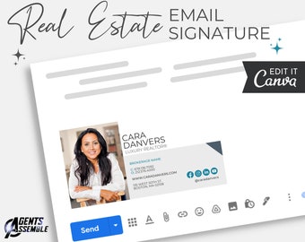 Email Signature Template For Realtors, Editable Real Estate Signature, Customizable Email Footer | INSTANT CANVA DOWNLOAD