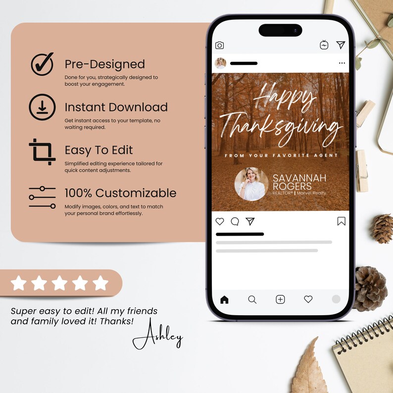 November Real Estate Instagram Posts: Canva Templates, Captions (Digital Download) image 5