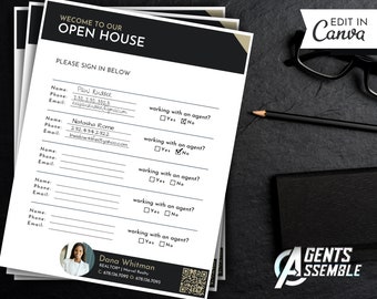 Open House Sign In Sheet Template for Real Estate Agents Editable Canva Form Lead Capture v3