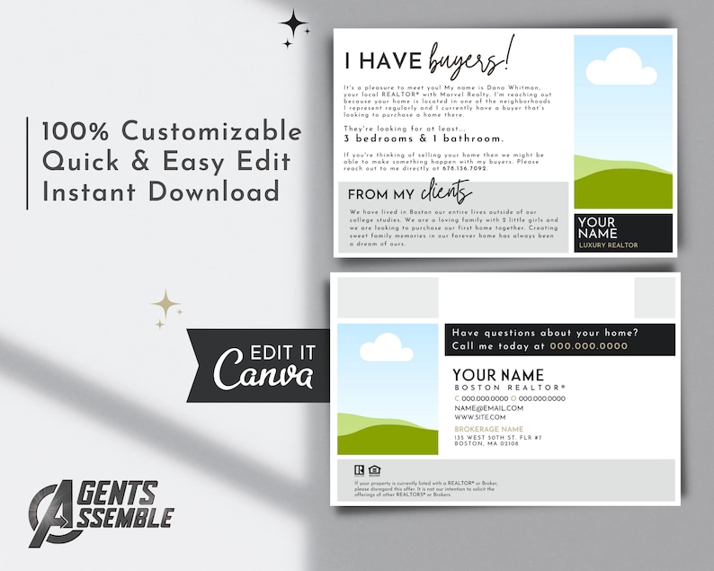 I Have Buyers Postcard, Real Estate Postcard, Realtor Farming Card, Thinking of Selling, Editable Template INSTANT CANVA DOWNLOAD image 4