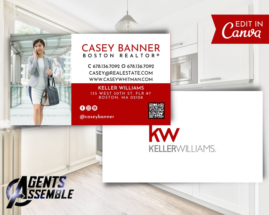 Keller Williams Business Card Template, Real Estate Business Card