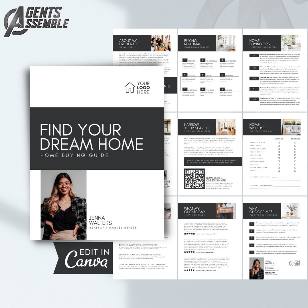 Real Estate Home Buyer Guide Template for Realtors: Editable Canva ...