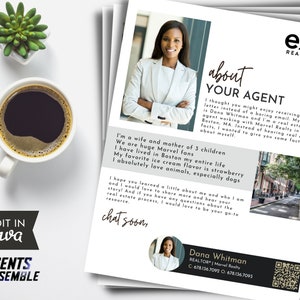Carta de presentación para nuevos agentes inmobiliarios, folleto de introducción para agentes inmobiliarios, datos sobre su agente inmobiliario, plantilla de bienes raíces / DESCARGA INSTANTÁNEA DE CANVA