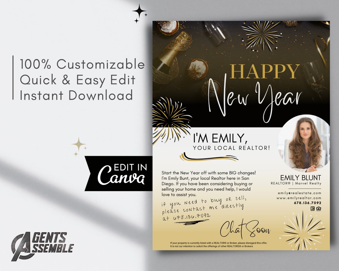 Happy New Year Real Estate Letter Realtor Client Holiday Etsy