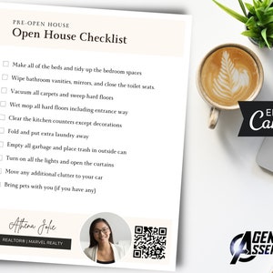 Open House Checklist Template, Real Estate Open House Materials, Pre Open House, Cleaning Checklist, Editable | INSTANT CANVA DOWNLOAD