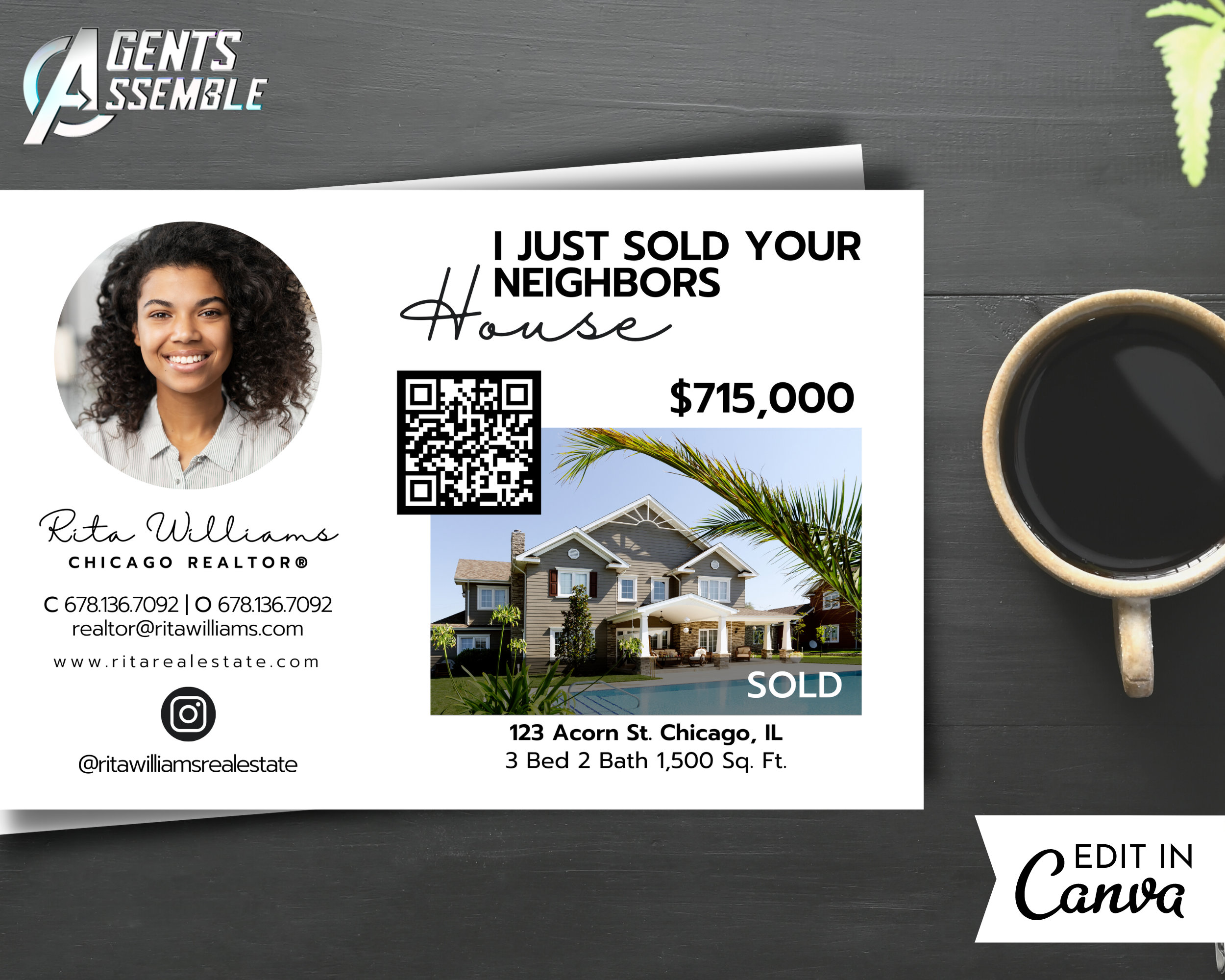 Plantilla de postal de bienes raíces recién vendidos: Tarjeta de  agricultura para agentes inmobiliarios (descarga de Canva, 15 x 23 cm) -  Etsy México, image size:2500x2000