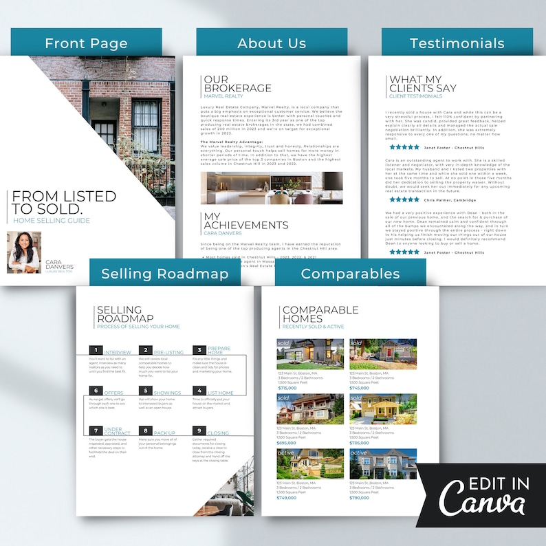 Real Estate Buyer & Seller Guide Bundle: Canva Marketing Templates ...