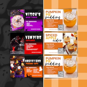 Saisonales Grundbesitz-Postkarten-Bundle, Halloween- & Herbst-Rezept-Postkarten, Realtor Marketing, Realtor Farming Bundle | Sofortiger Canva Download