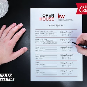 Keller Williams opendeurdag inlogblad, opendeurdag inlogpagina, opendeurdag onroerend goed, opendeurdag, kw Realty | DIRECT CANVA DOWNLOAD