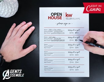 Keller Williams Open House Sign In Sheet, Open House Sign In Sheet, Real Estate Open House, Open House, Kw Realty | INSTANT CANVA DOWNLOAD