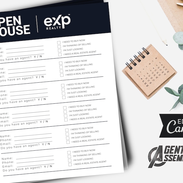 New Open House Sign In Sheet, Open House Sign In Sheet, Real Estate Open House, Open House, New Realty, Black | INSTANT CANVA DOWNLOAD