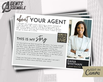 Meet Your Agent Postcard, Real Estate Postcard, Realtor Marketing Card, Thinking of Selling, Editable Template | INSTANT CANVA DOWNLOAD