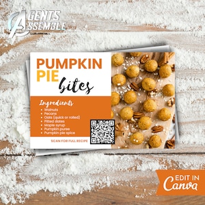 Real Estate Fall Postcard, Fall Pumpkin Pie Bites Recipe Card, Real Estate Marketing, Realtor Farming, Thanksgiving | INSTANT CANVA DOWNLOAD