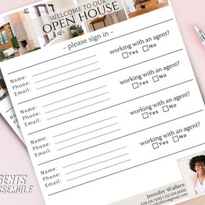 Printable Open House Sign In Sheet, Editable Real Estate Template, Agent Branding, Realtor Open House Flyer v6 | INSTANT CANVA DOWNLOAD