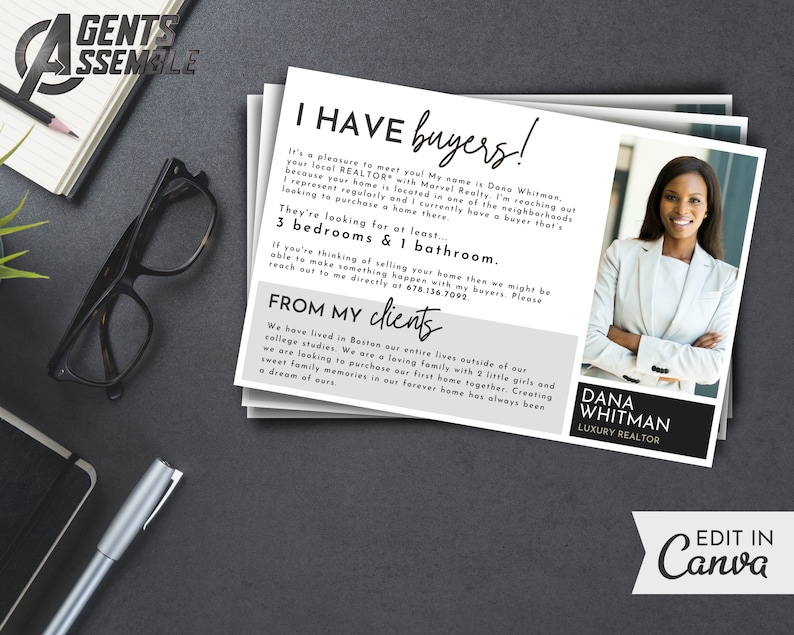 I Have Buyers Postcard, Real Estate Postcard, Realtor Farming Card, Thinking of Selling, Editable Template INSTANT CANVA DOWNLOAD image 3