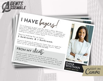 I Have Buyers Postcard, Real Estate Postcard, Realtor Farming Card, Thinking of Selling, Editable Template | INSTANT CANVA DOWNLOAD