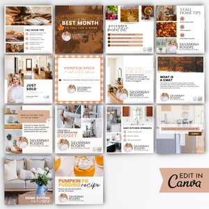 November Real Estate Instagram Posts: Canva Templates, Captions (Digital Download) image 4