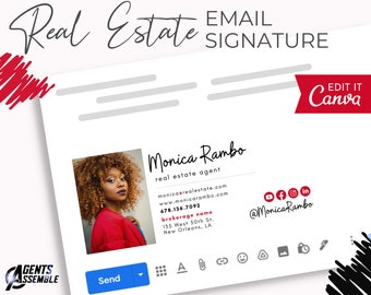 Sjabloon e-mailhandtekening makelaar: modern canvasontwerp (directe download)