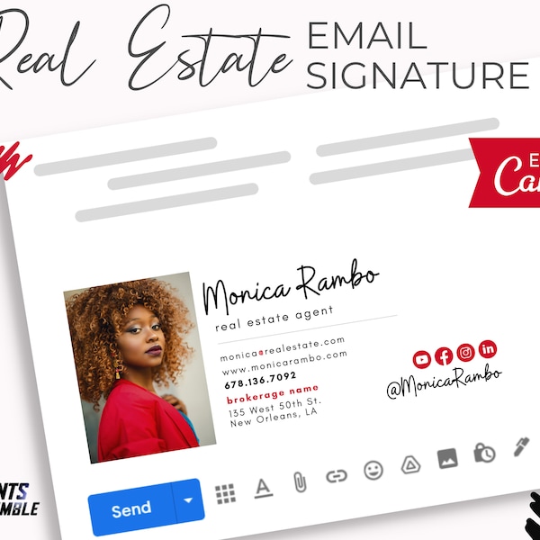 Modern Email Signature, Real Estate Email Signature Template, Email Signature Template, Realtor Email | INSTANT CANVA DOWNLOAD