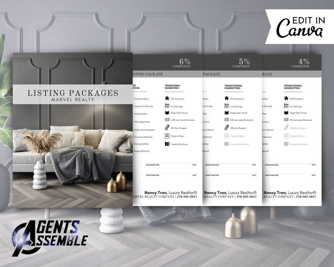 Real Estate Listing Packages, Listing Commission Sheet Templates, Real