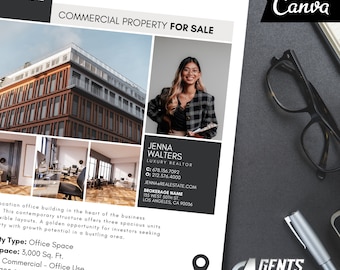 Commercial Real Estate Flyer Template Editable Canva Marketing Flyer REALTOR® Property Listing Template Instant Download v8