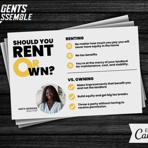 Rent vsBuy Postkarte, Grundbesitz-Verkaufspostkarte, Grundbesitz-Vorlage, Grundverkaufs-Postkarte, A1 | SOFORTIGER CANVA-DOWNLOAD