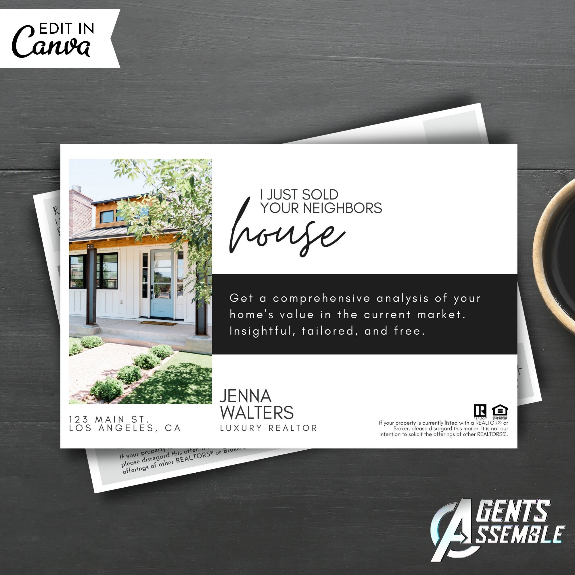 Just Sold Postcard For Realtors, Real Estate Marketing, Postcard For Recently Sold, Realtor Farming Postcard v8 | INSTANT CANVA DOWNLOAD