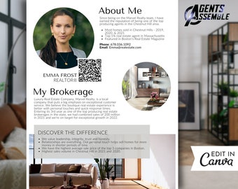 Real Estate Agent Flyer Template Agent Introduction Letter Realtor Marketing & Prospecting Editable Agent Flyer v7