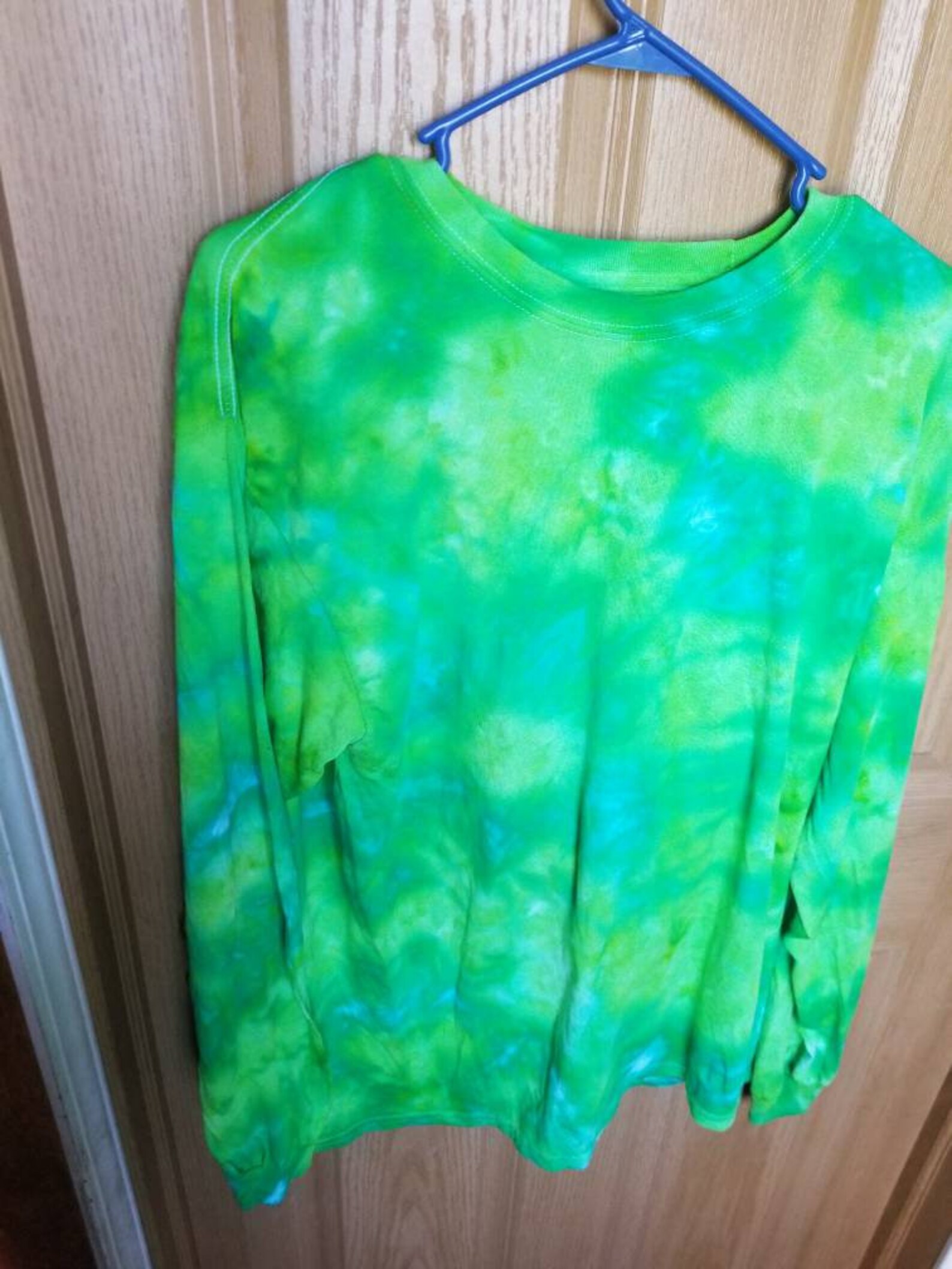 Unisex long sleeve t-shirt tie dye adult green adult large | Etsy