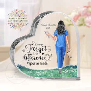 Personalized Thank You Gift For Nurse Heart Acrylic Plaque, Custom Nurse Gift For Women, Nurse Retirement Gift, Nurse Graduation Gift