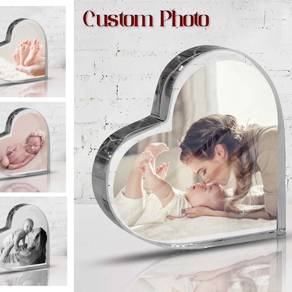 Mother's Day Photo Gifts, Custom PLaque With Picture, Heart Acrylic plaque, Personalized Gift For Mom From Daughter, New Mom Gift