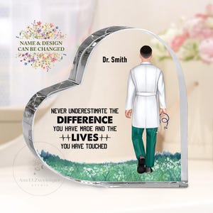 Plaque acrylique personnalisée cadeau de remerciement pour coeur de docteur, cadeau de docteur personnalisé, plaque coeur de retraite de docteur, cadeau de remerciement de docteur