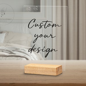 Imprima su letrero acrílico personalizado: cree su propia placa acrílica minimalista con soporte transparente personalizado, letrero acrílico transparente pequeño personalizable