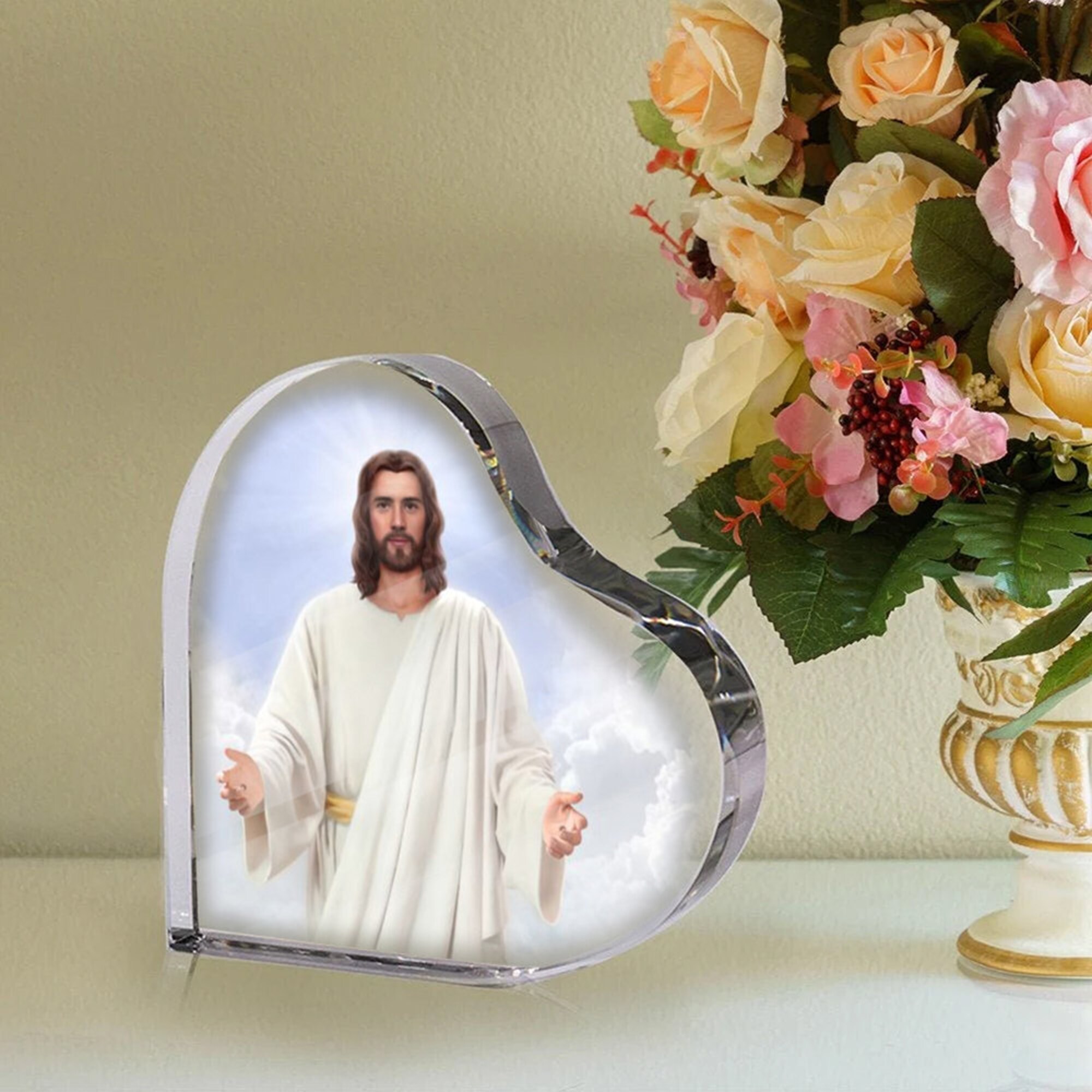 God Heart Crystal, Jesus, Christian, Gifts for christian
