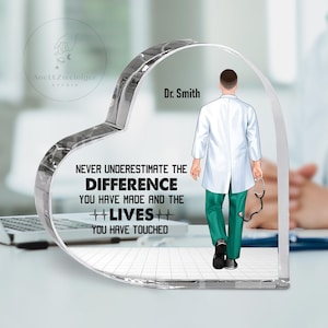 Cadeau de remerciement personnalisé pour médecin plaque acrylique carrée, cadeau de médecin personnalisé, plaque carrée de retraite de médecin, cadeau de remerciement de médecin