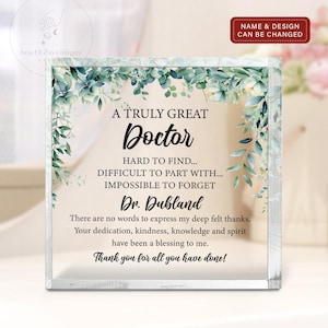 Placa acrílica cuadrada de agradecimiento personalizada para doctor, regalo personalizado para doctor, placa cuadrada de jubilación para doctor, regalo de agradecimiento para doctor