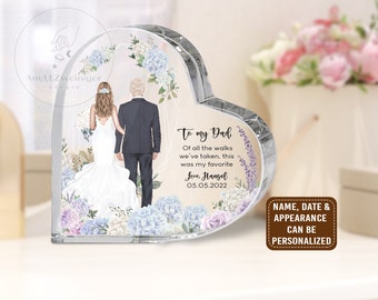 Personalized Father Of The Bride Heart Acrylic Plaque, Wedding Gift For Dad, Father Wedding Gift From Daughter, Custom Wedding Plaque