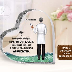 Placa de acrílico personalizada con el mensaje &quot;Gracias por todo su tiempo, esfuerzo y atención&quot; para el médico, regalo para el médico, placa de jubilación para el médico y la enfermera