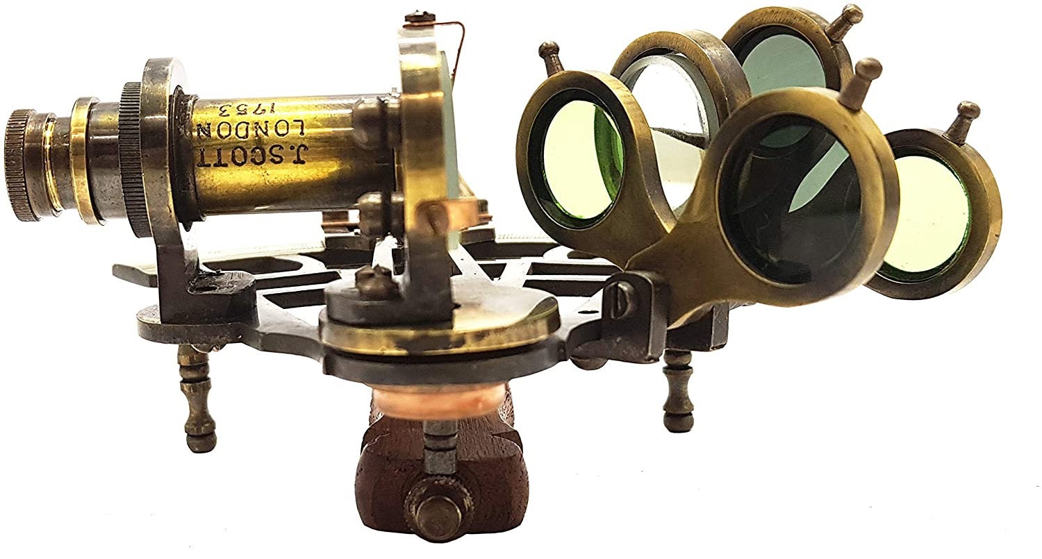 Masala Box Large Brass Sextant With Wooden Box - Nautical Navigation Collection 10 Inch Nautical Navigation Instrument - 5