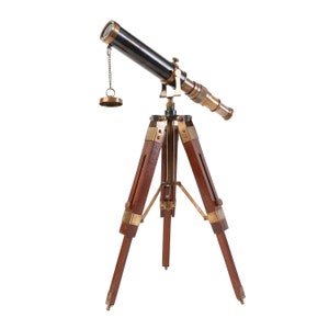 Tischdekoration 9 "Teleskop Marinegeschenk Funktionelles Instrument Sammlergeschenkartikel (Messing + Holz) Replik eines Vintagen Fernglasgeschenks für Erwachsene.