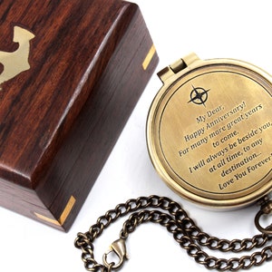 Anniversary Compass Gift for Him or Her, with Special Greeting - Romantic Gift Ideas for Husband or Wife,1st 50th 40th 25th 20th Anniversary