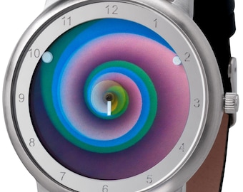 Avantgardia Vertigo - Orologio da polso unisex per artisti con miscelazione di colori CMYK, cassa in acciaio inossidabile, resistente all'acqua fino a 5 bar.
