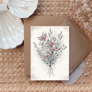 Boho Vintage Witchy Witchyvibes Art Tattoo Modern Print Handmade Illustration Sustainability Postcard Card Postkarte Flowers Bouqet Art Deco