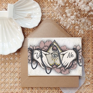 Boho Vintage Witchy Witchyvibes Ouija Hands Art Tattoo Modern Artprint Print Handmade Illustration Sustainability Postcard Card Postkarte