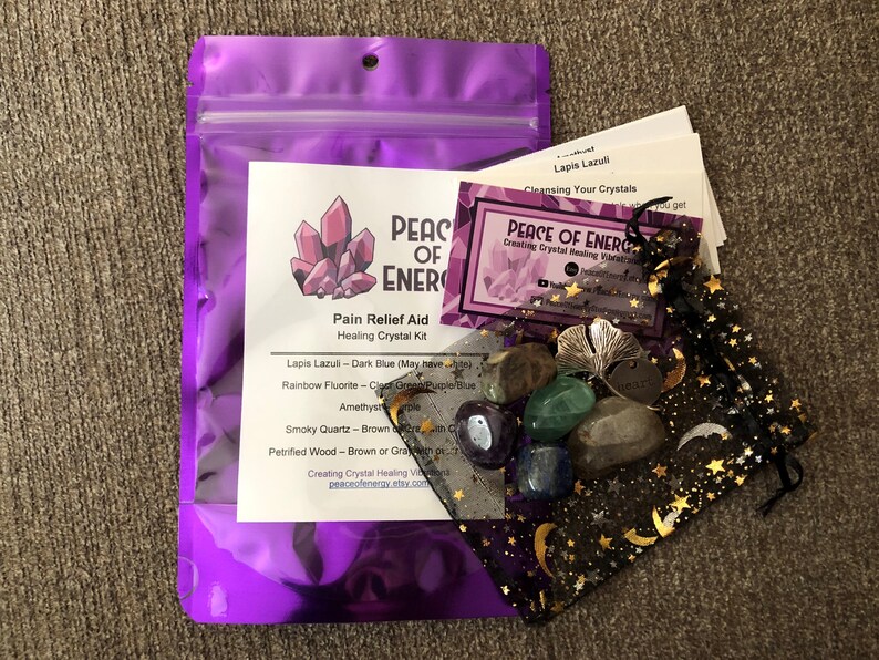 Pain Relief Aid Healing Crystal Kit Healing Crystals and Stones Etsy
