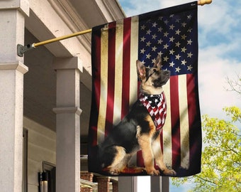 Australian Shepherd Patriotic House And Garden Flag 4th July US American Flag