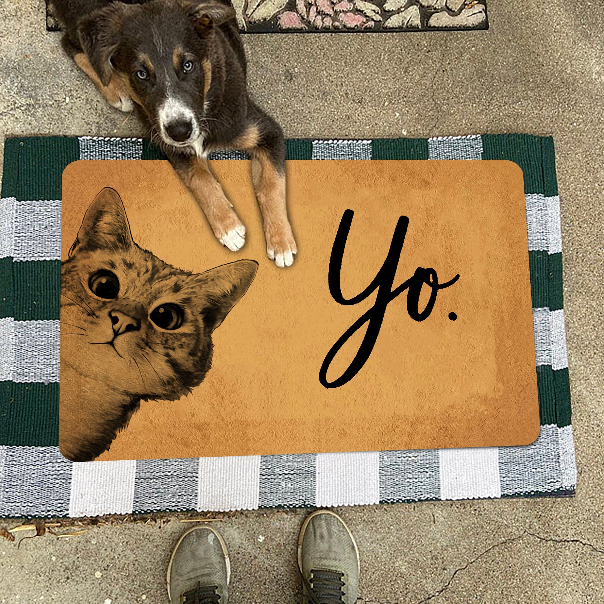 Funny Cat Yo Doormat Home Mat Funny Cat Doormat Cat Etsy