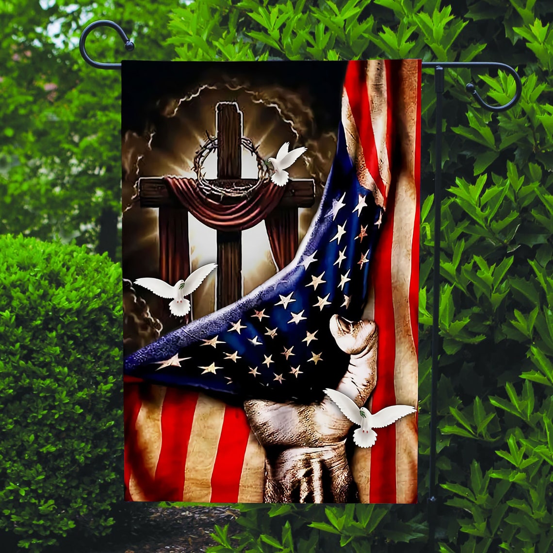 Doves Christian Cross America God Flag Jesus Cross Flag | Etsy