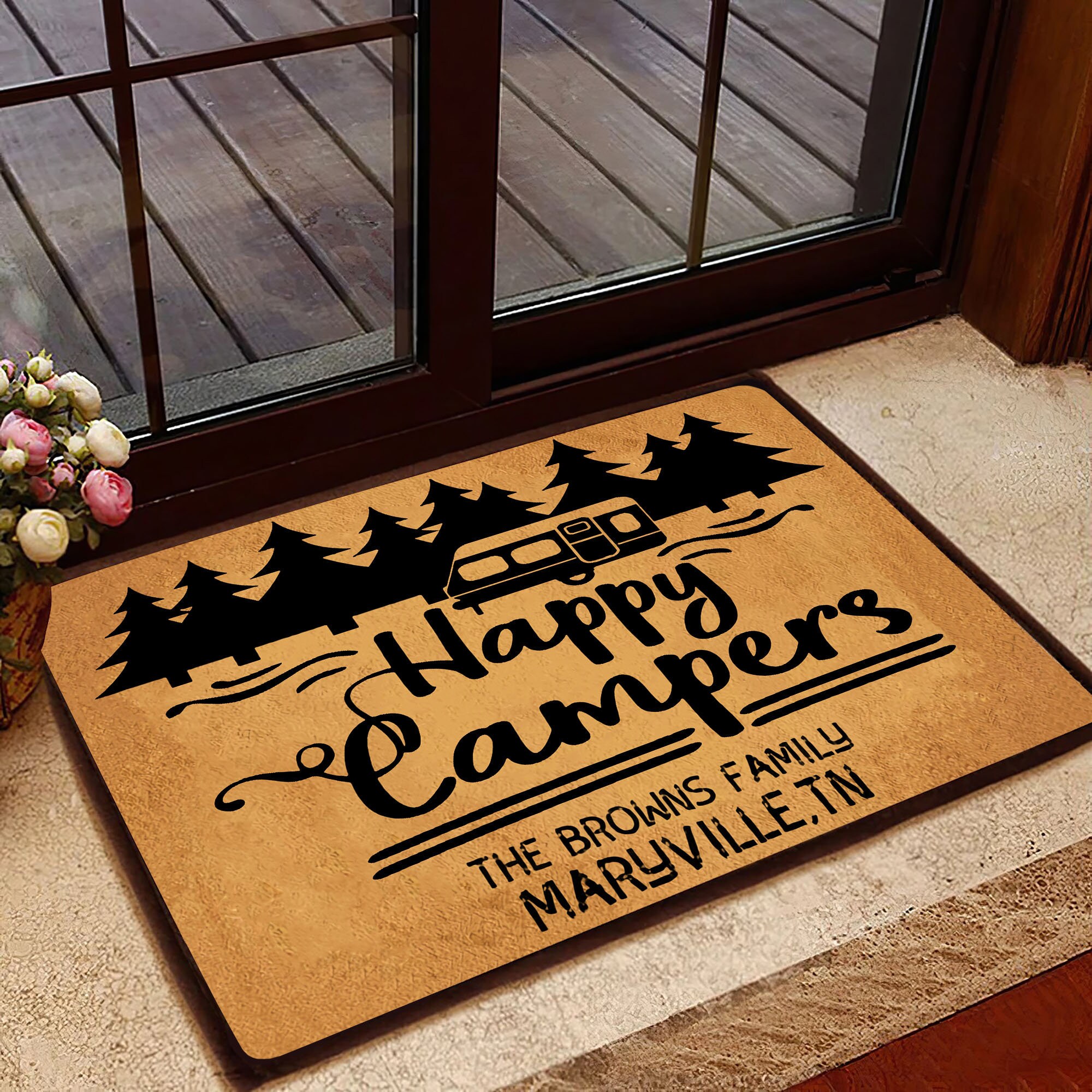 Personalized Mat Happy Campers Doormat Custom Etsy
